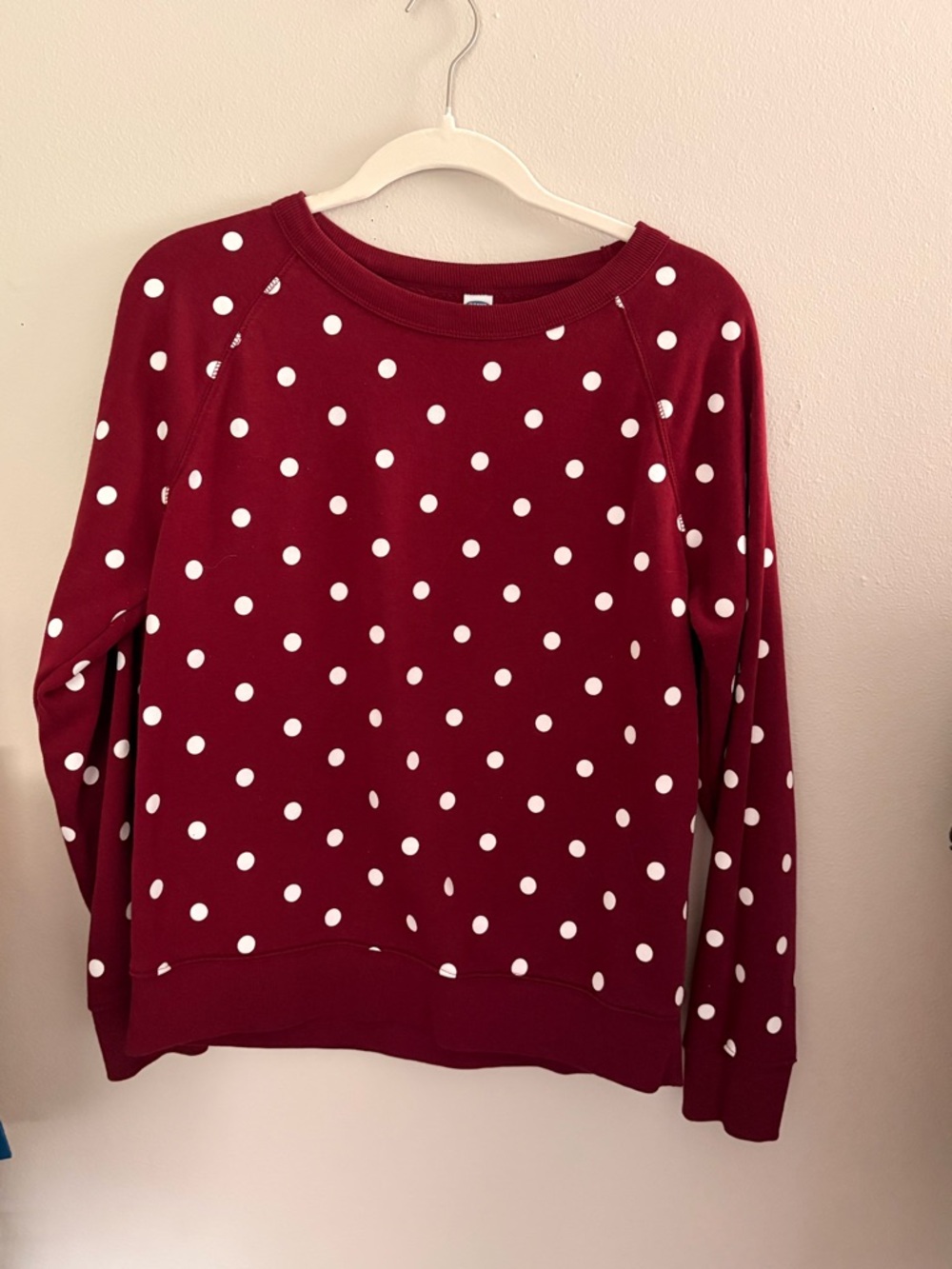 Polka Dot Crewneck Sweater - Maroon